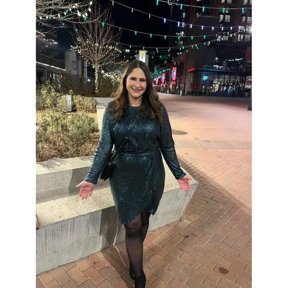 Donna Morgan Green Sequin Mini Dress – Women’s Size 6 (Retails $188) - Picture 7 of 12